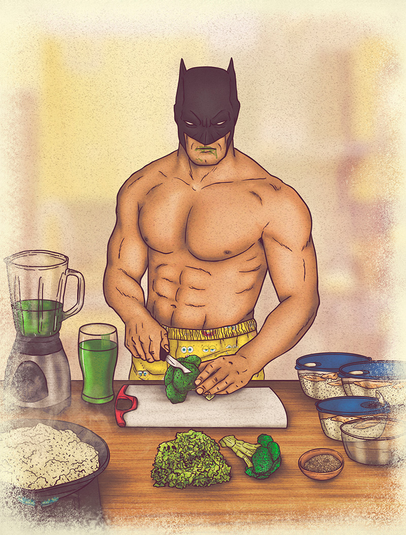 Batman Cooking Healthy Food